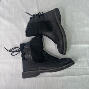 UGG Black Shearling-Lined Ankle Boots. Size 7